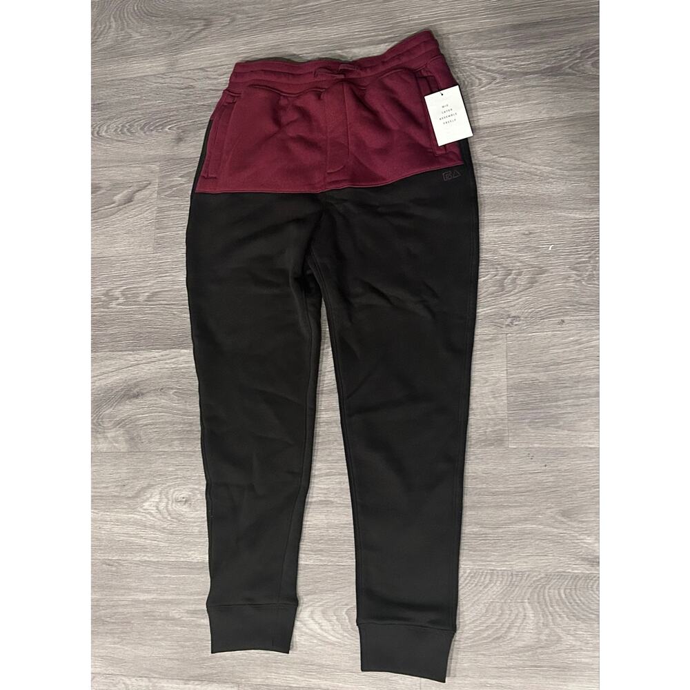 NWT Free Assembly XL 14/16 Burgundy Black Colorblock Joggers